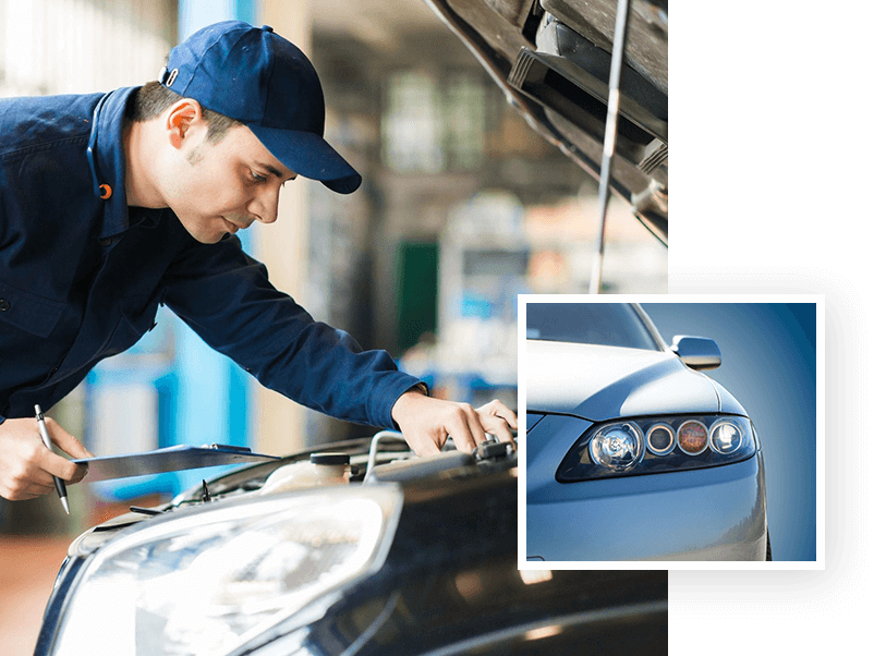 A man working on the hood of his car.